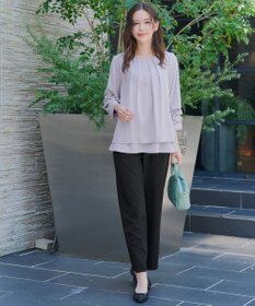 Tiaclasse L 【日本製・洗える】ジョーゼットニットワイドパンツ