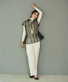 #Newans オーガンジーパネルブラウス