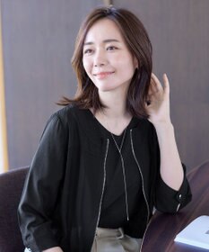 Tiaclasse シアーラウンドネックブルゾン