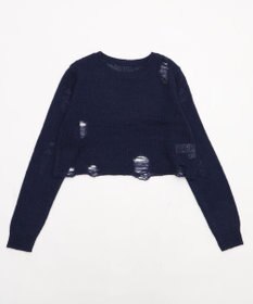 WEGO モヘアタッチダメージショートニット