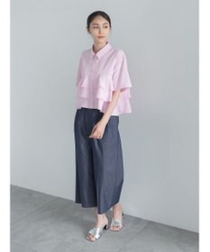 Te chichi 半袖ティアードフリルクロップトシャツ