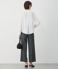 ICB L 【新色追加・WEB限定カラーあり】BackSatinAmunzen バンドカラーブラウス