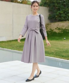 Tiaclasse L 【セレモニー・新色追加】アシメリボンベルトフレアワンピース