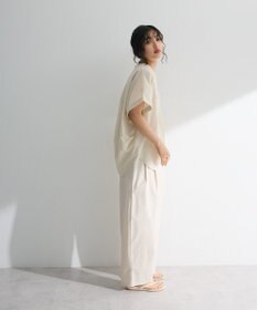 Green Parks 綿麻混フレンチスリーブスキッパーシャツ