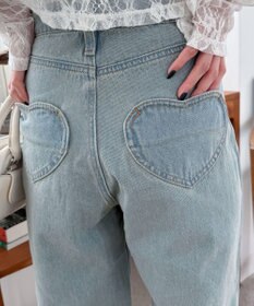 WEGO ハートポケットストレートデニムパンツ