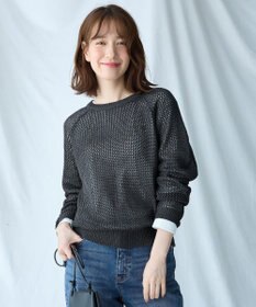 ANY L 【洗濯機可】ラメニットメッシュプルオーバー