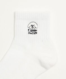 WEGO 手描き風刺繍アンクルパイルソックス