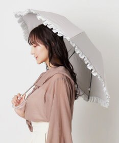 MOONBAT 【一級遮光/晴雨兼用】LANVIN en Bleu (ランバン オン ブルー)  折りたたみ日傘 シャイニーフリル 遮光 遮熱 UV