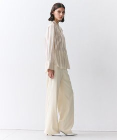 BEIGE， HAUYNITE / シアーストライプバンドカラーブラウス