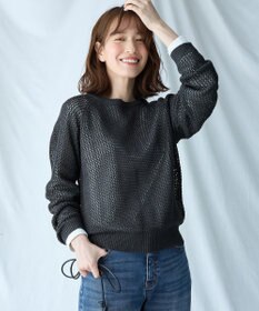 ANY L 【洗濯機可】ラメニットメッシュプルオーバー