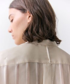 BEIGE， HAUYNITE / シアーストライプバンドカラーブラウス