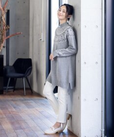 Tiaclasse L 【洗える】ノルディック柄ニットチュニック