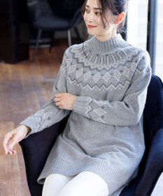 Tiaclasse L 【洗える】ノルディック柄ニットチュニック