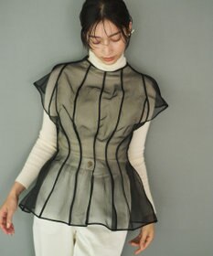 #Newans オーガンジーパネルブラウス