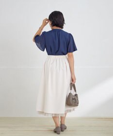 Tiaclasse L 【セットアップ対応・洗える】シアーチェックブラウス