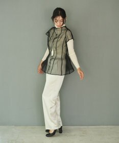 #Newans オーガンジーパネルブラウス