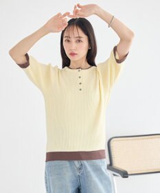 earth music&ecology ヘンリーネック半袖ニットプルオーバー