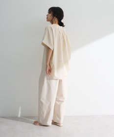 Green Parks 綿麻混フレンチスリーブスキッパーシャツ