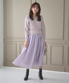 Feroux 【セットアイテム】ケーブルニット×オーガンジースカート