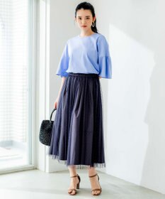 組曲 【汗ジミ防止・撥水】GIZAプレーティング天竺 袖フレア Tシャツ