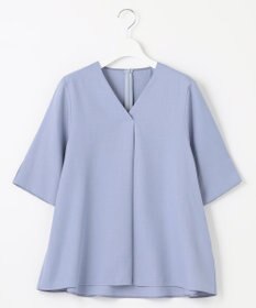 自由区 【接触冷感・速乾・UVケア・撥水・防シワ・XSサイズあり】リネンライクツィル5分袖 ブラウス