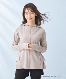 OP／FILA 【Ocean Pacific】フェイスガード付き バックフリル ラッシュガードパーカー
