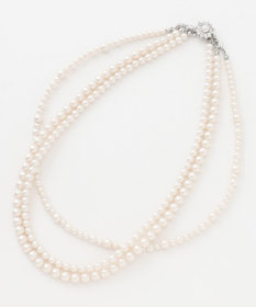 J.PRESS LADIES 【3way】3連パール ネックレス シルバー系