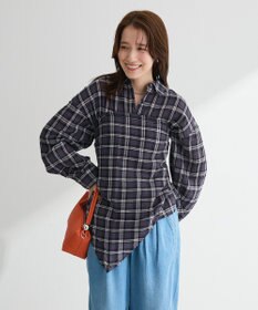 Green Parks スカーフ付チェックシャツ