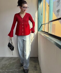 Green Parks ペプラムニットカーディガン