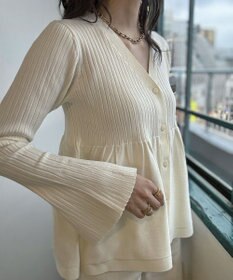 Green Parks ペプラムニットカーディガン