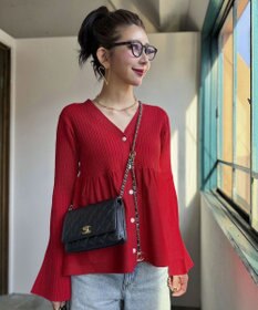 Green Parks ペプラムニットカーディガン