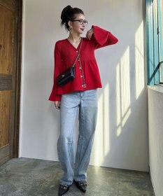 Green Parks ペプラムニットカーディガン