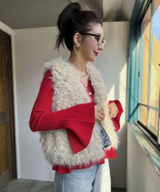 Green Parks ペプラムニットカーディガン