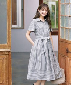 Tiaclasse L 【洗える】フレアスリーブシャツワンピース