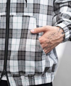 WEGO 【ユニセックス着用ITEM/MLサイズ展開】チェックグラフィックZIPパーカー（LS）