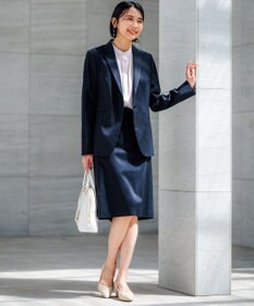 23区 【洗える/セットアップ対応】グロッシーコットンシャンブレー タイトスカート