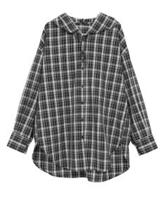 earth music&ecology フーディーチェックシャツ