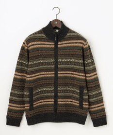 JOSEPH ABBOUD MOUNTAIN 【UNISEX】総裏フルZIPフェアアエル柄 ニットブルゾン