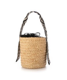 UNBILLION カシュカシュ cachecache / ジャガードテープハンドルラフィアバケツトート