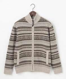 JOSEPH ABBOUD MOUNTAIN 【UNISEX】総裏フルZIPフェアアエル柄 ニットブルゾン