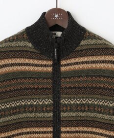 JOSEPH ABBOUD MOUNTAIN 【UNISEX】総裏フルZIPフェアアエル柄 ニットブルゾン