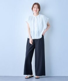 ANY 【ウエストゴム】リネンレーヨンワイドパンツ