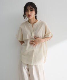 Green Parks 綿麻混フレンチスリーブスキッパーシャツ