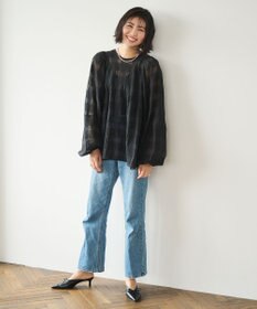 #Newans シアーチェックボリュームブラウス