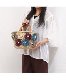 UNBILLION カシュカシュ cachecache / ラフィアフラワー付カゴバッグ