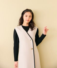 Feroux 【洗える】バイカラートリム ジャンパースカート