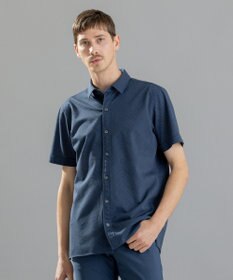 JOSEPH HOMME ブロークンヘリンボンジャージー　レギュラーカラー半袖シャツ