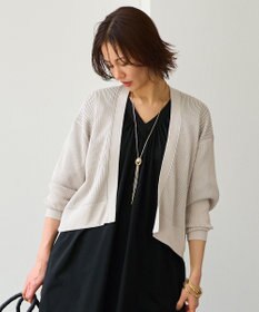 自由区 【洗える・XSサイズあり】ハイツイストコットンアセテートメッシュ カーディガン