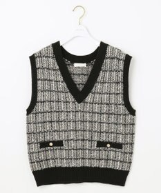 ANY SIS 【洗える】ツイードニット ベスト