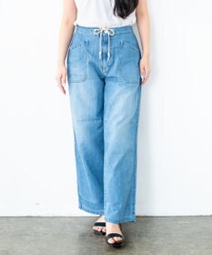 caqu FS linen easy wide リネンウエストゴムワイドストレート
